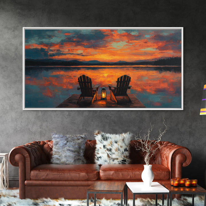 Dramatic Lightning Storm Over Horses Running In Field Western Art Wall Art Framed Canvas Print Large Rustic Decor