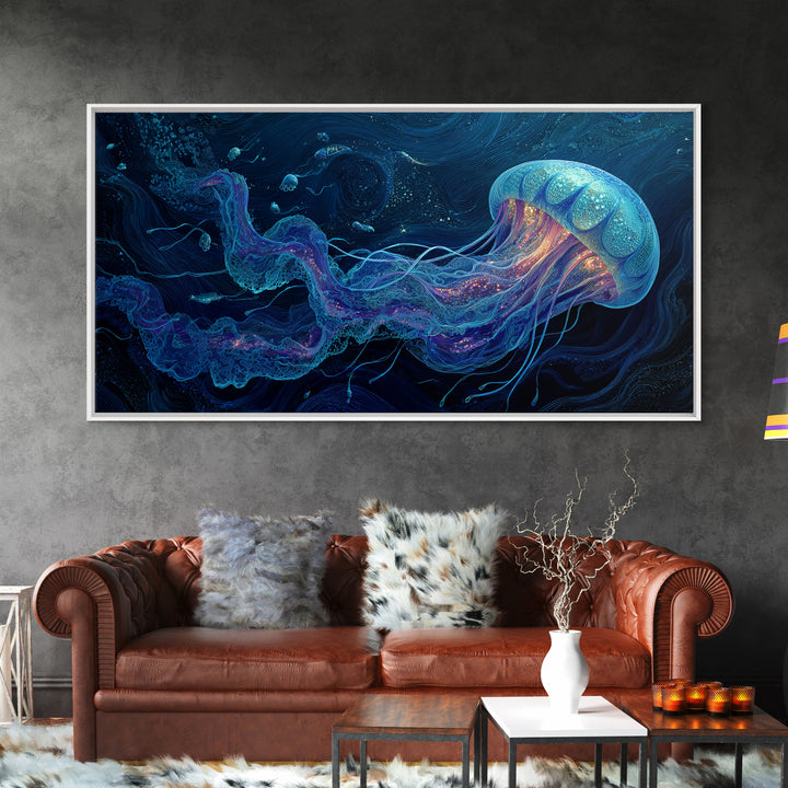 Surreal Futuristic Neon Mountain Road Sunset Wall Art Digital Painting Canvas Print For Modern Bedroom Or Office Decor