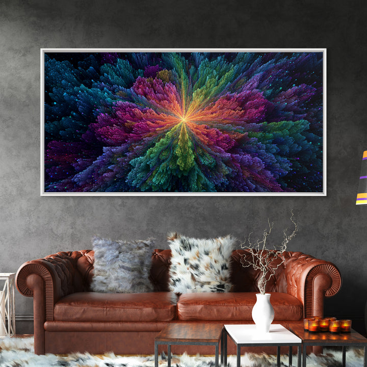 Vibrant Abstract Cosmic Night Sky With Stars And A Central Black Hole Explosion Colorful Wall Art Canvas Print For Home Office Or Living Room
