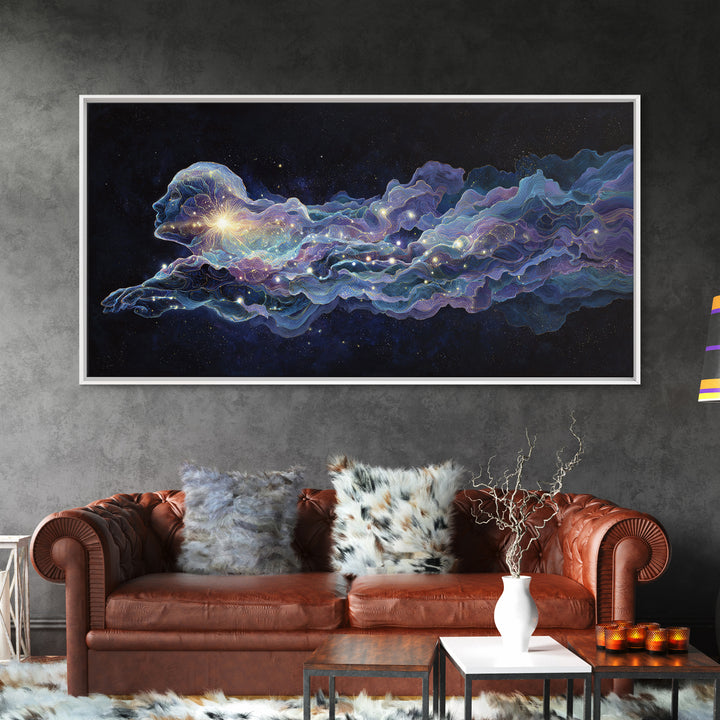 Abstract Celestial Cosmic Art Painting Wall Art Canvas Print Colorful Starry Night Decor Mystical Wall Art
