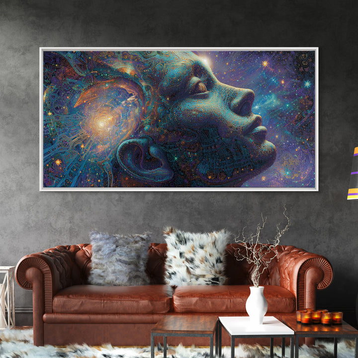 Retro Futuristic Neon Sunset Over Ocean Large Wall Art Canvas Print Vibrant Coastal Home Decor