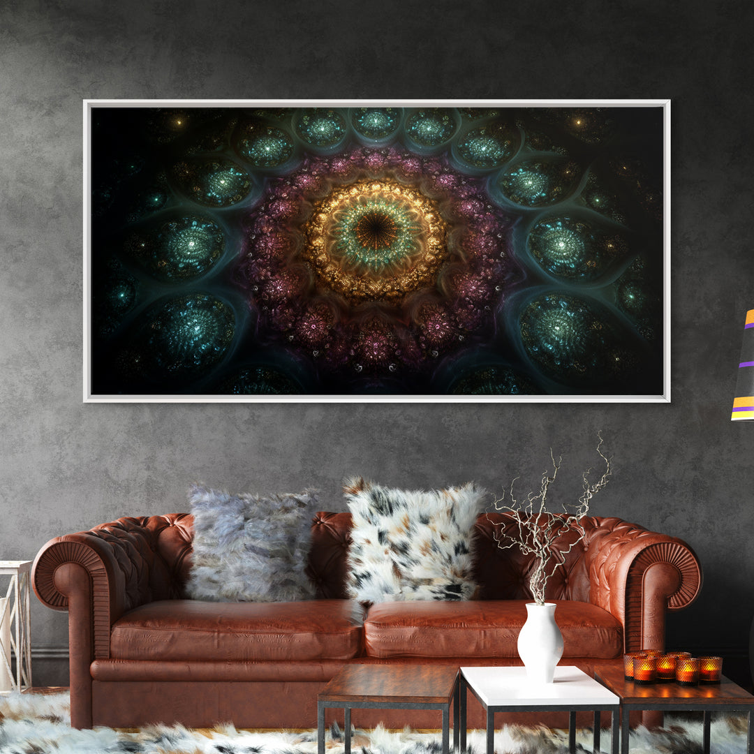 Magical Kaleidoscope Mandala Inspired Abstract Fractal Design Wall Art Modern Wall Decor Canvas Print Gift