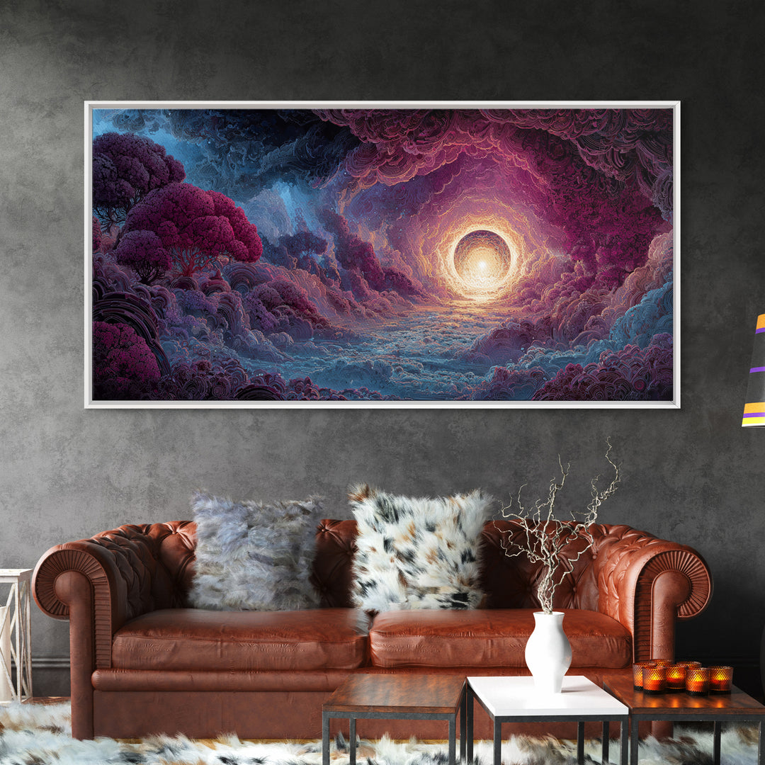 Fantasy Forest Landscape Painting Canvas Print Enchanting Magical Trees Wall Art Modern Home Decor