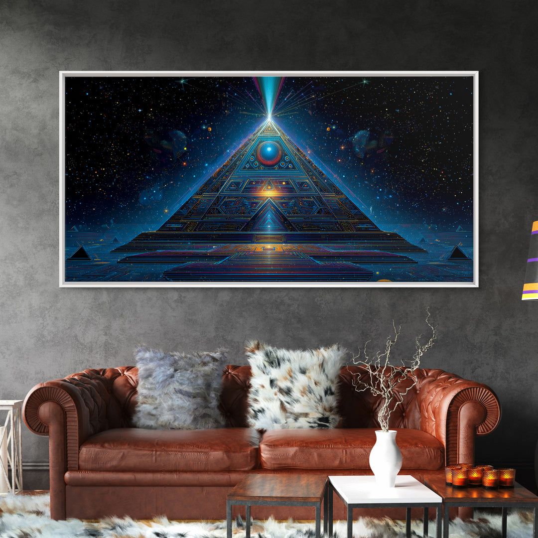 Mystical Futuristic Pyramid Digital Art Print Canvas Print Wall Art Modern Sci Fi Decor Inspirational Artwork