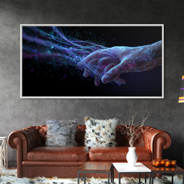 Digital Futuristic Hand Nebula Art Canvas Print Modern Abstract Wall Art For Home Office Decor Unique Cosmic Framed Canvas Print