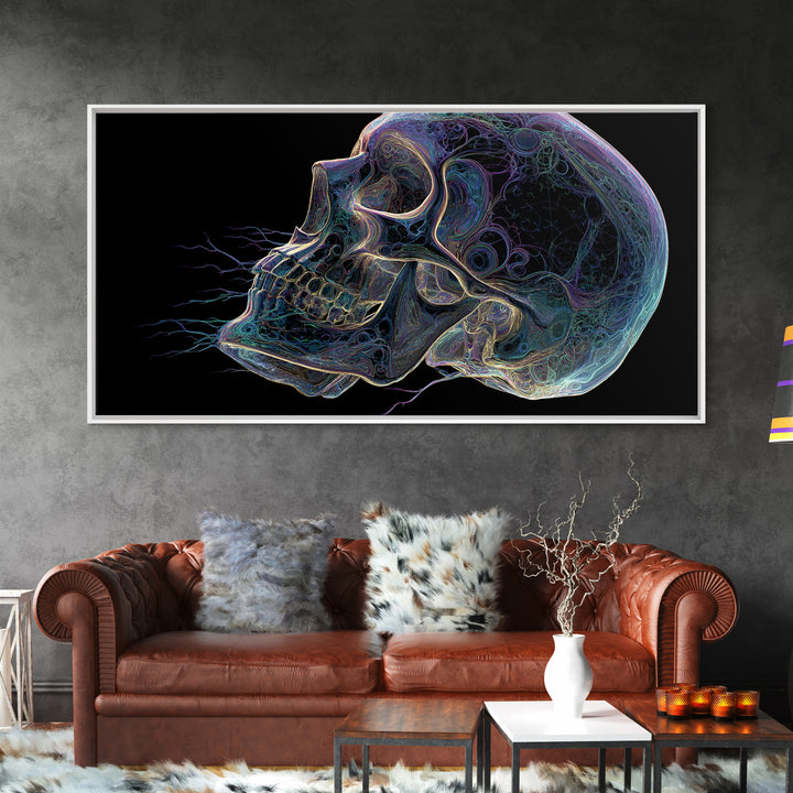 Digital Skull Art Multicolor Fantasy Illustration Canvas Print Modern Wall Art Halloween Decor Gift Idea