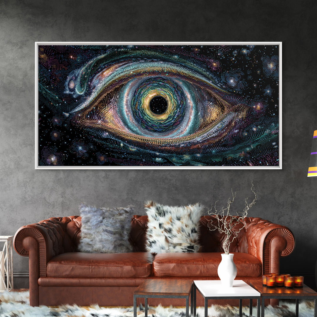 Cosmic Vortex Eye With Starry Galaxy Background Abstract Surreal Wall Art For Modern Home Decor And Spiritual Spaces Canvas Print With Stunning Detail