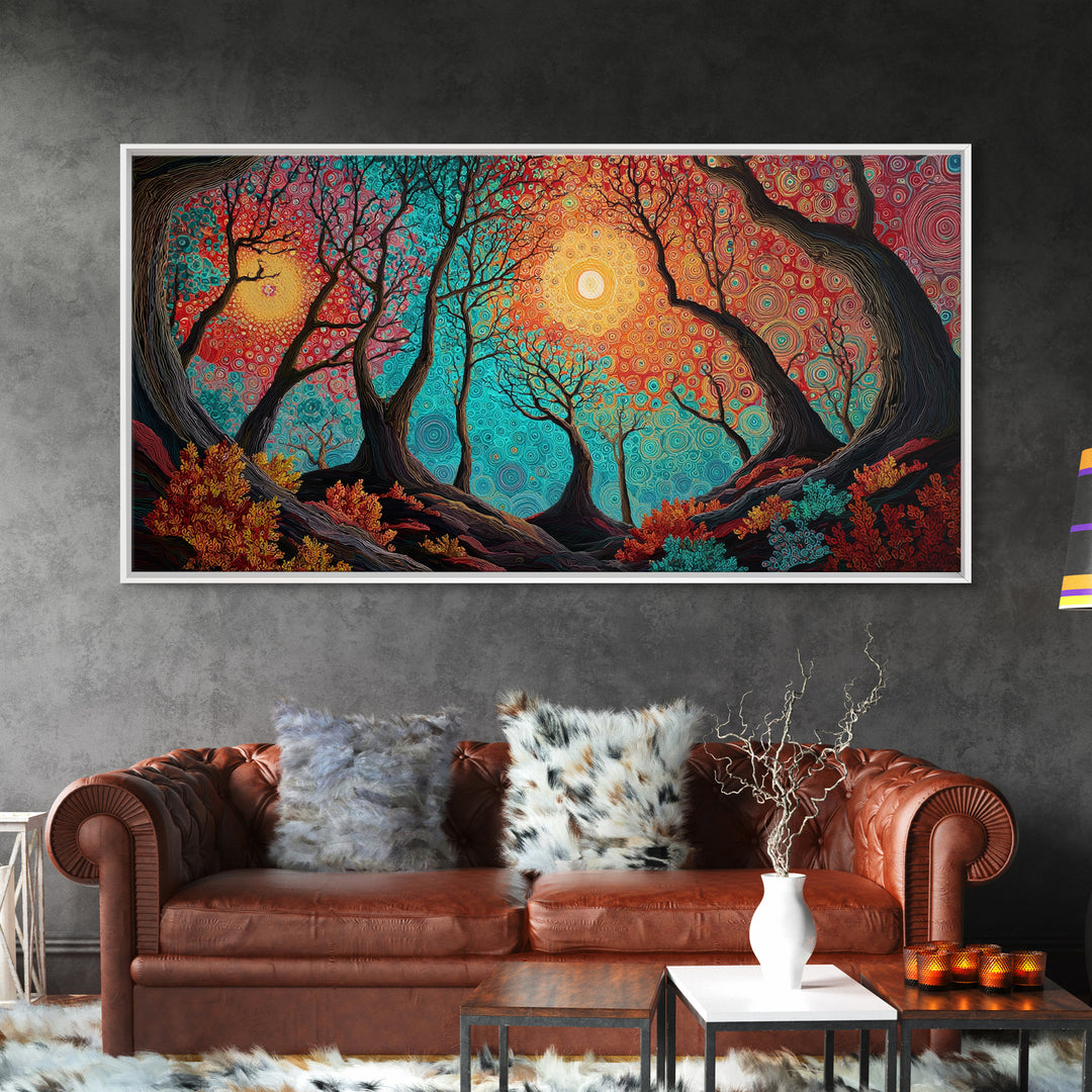 Bright Bold Sunset Over Ocean Waves Colorful Coastal Wall Art Modern Home Decor Vibrant Living Room Canvas Print