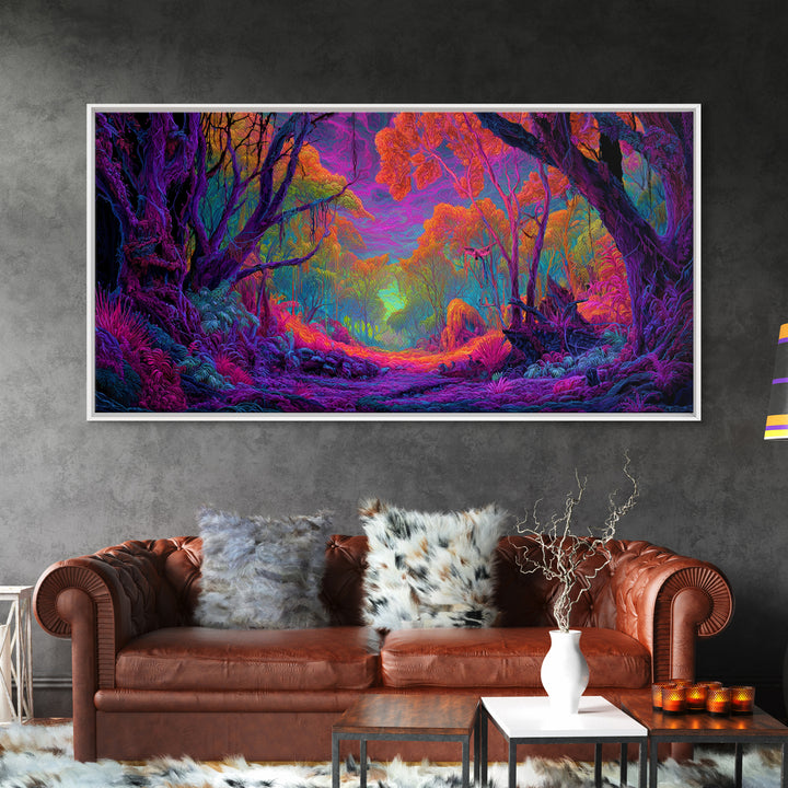 Vibrant Fantasy Forest Landscape Wall Art Colorful Nature Canvas Print For Living Room Modern Wall Art