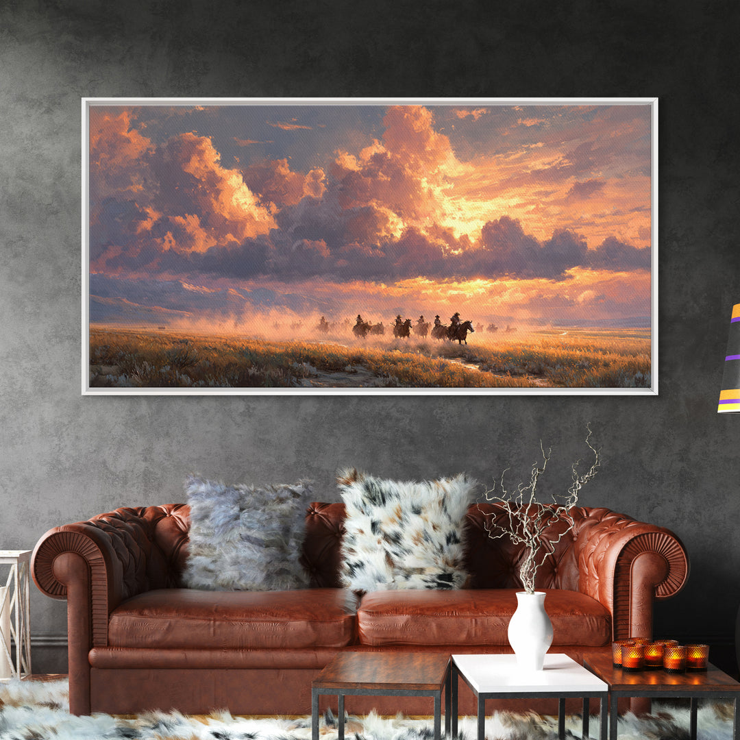 Serene Morning Lake Scene With Wooded Trees and Mist Rising Over Water Wall Art Framed Canvas Print for Cozy Home Decor