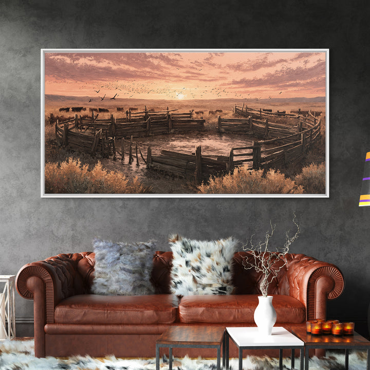 Detailed Traditional Oriental Landscape Scroll Art Painting Framed Canvas Print Asian Wall Art Home Decor Zen Style Wall Art