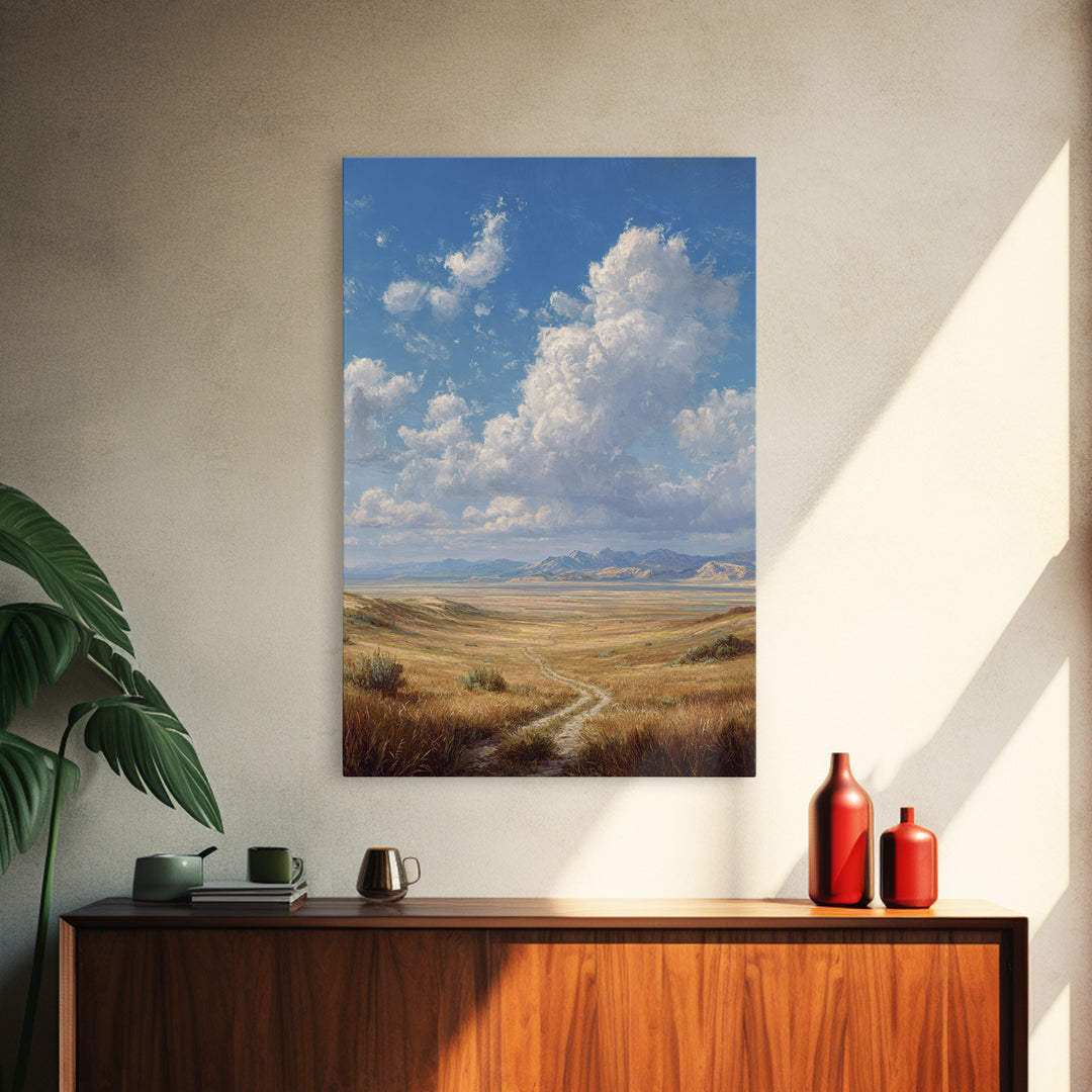 Majestic Mountain Valley Landscape Painting Original Art Large Wall Art Framed Canvas Print Natural Home Decor