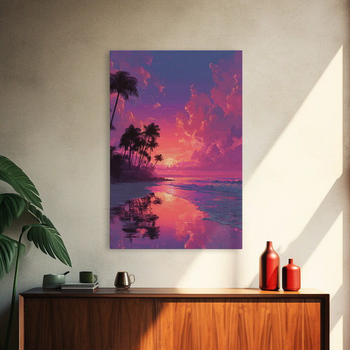 Gorgeous Scenic Canyon Landscape With Sunlight Reflecting In Water Digital Art Canvas Print Large Wall Art For Southwestern Home Decor