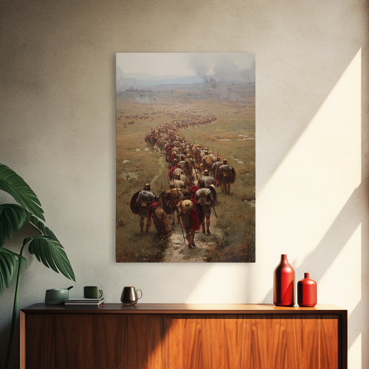 Roman Legion Marching Across Open Plains Canvas Print, Historical Battle Wall Art, Classical Office Decor For Him, Living Room Art