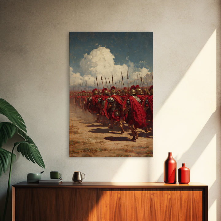 Roman Legion Marching With Red Capes Canvas Print, Ancient Warrior Wall Art, Historical Battle Decor, Gift For Him, Office Decor