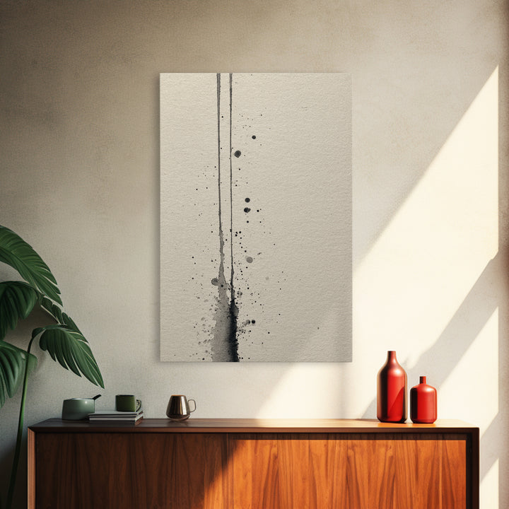 Minimalist Black Ink Art With Leaf Branch On Neutral Background Elegant Wall Art Print For Modern Home Decor And Office Wall Decoration
