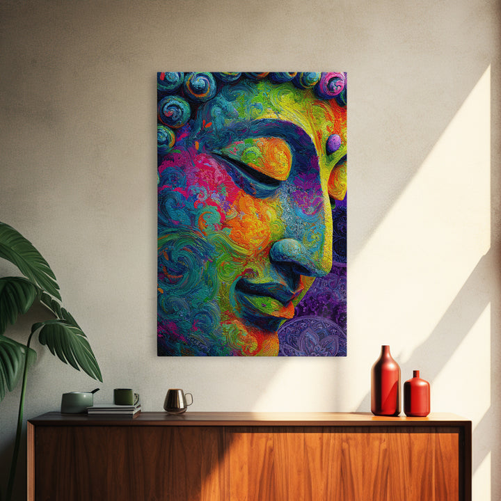 Vibrant Neon Cyber Cityscape Digital Art Wall Art Modern Canvas Print For Trendy Home Office Decor And Wall Display