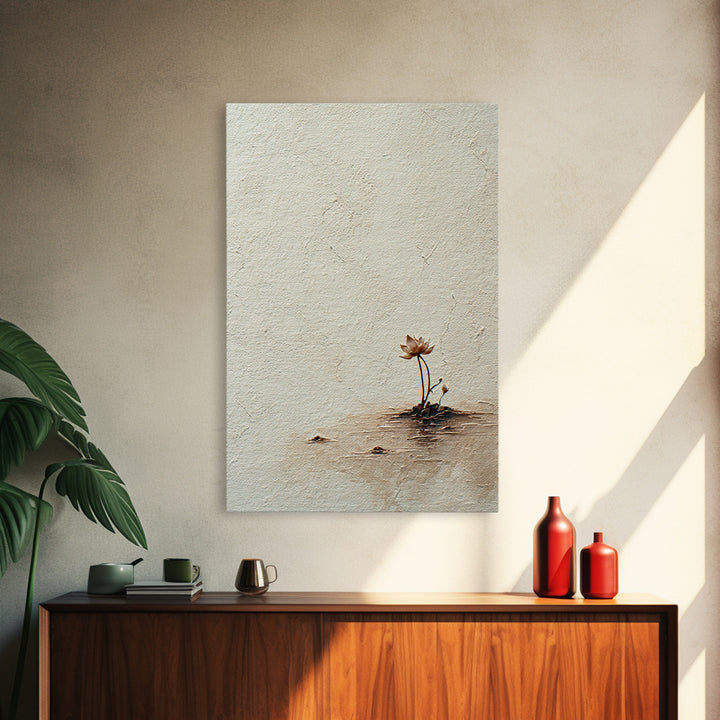 Simple Lotus Flower Minimalist Painting Wall Art Canvas Print For Spa Decor And Zen Home Decoration