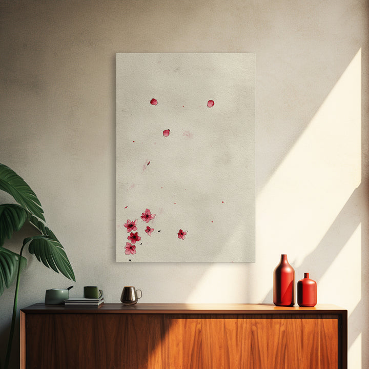 Minimalist Traditional Japanese Ink Painting Of Zen Buddhist Monks Meditating Wall Art Print Framed Canvas For Office