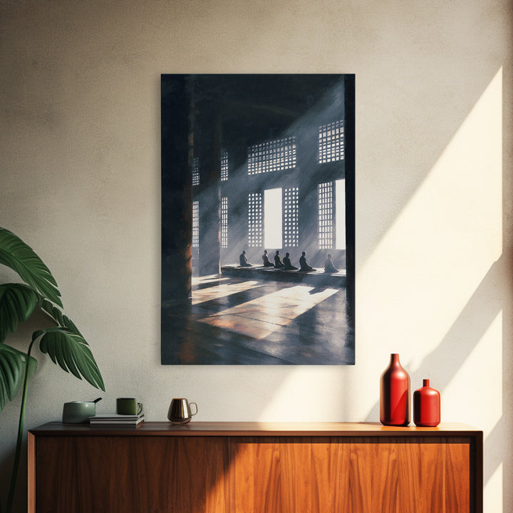 Minimalist Japanese Ink Calligraphy Painting Of Bamboo Elegant Black Brush Stroke Wall Art Print For Home Decor