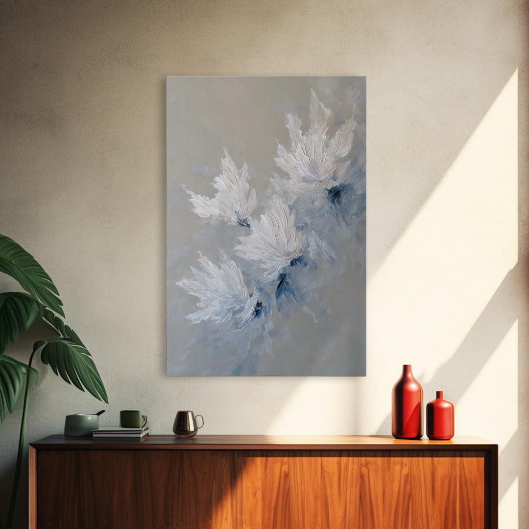 Abstract Black Ink Brush Stroke Flow Calligraphy Wall Art Print Minimalist Contemporary Bedroom Decor Framed Canvas Print