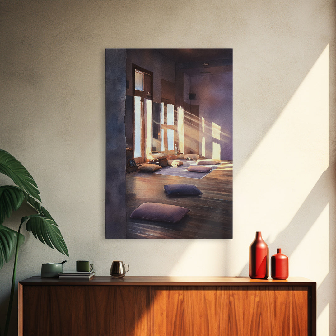 Decorative Abstract Mountain Art Painting With Textured Brushstrokes Framed Canvas Print Wall Art