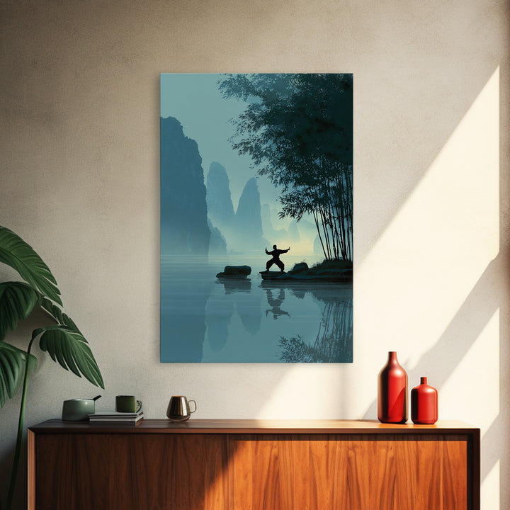 Vibrant Night Cityscape With Stars Reflected On Water Urban Wall Art Framed Canvas Print For Living Room