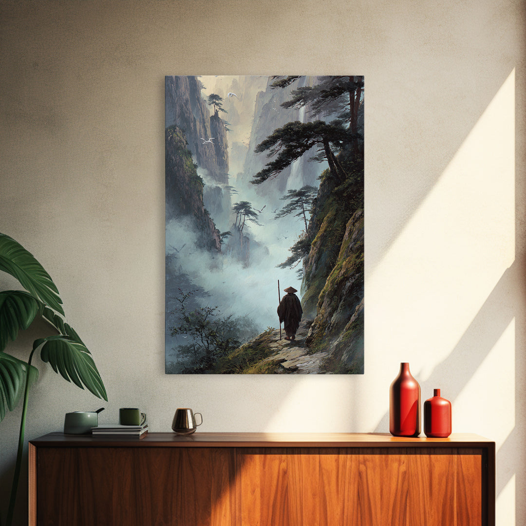 Zen Balance Stones With Water Reflection Minimalist Neutral Tone Painting Wall Art Canvas Print For Modern Decor