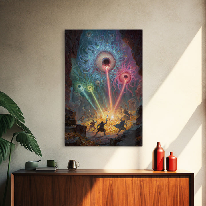 Floating Eye Monsters In Treasure Dungeon Wall Art Fantasy Canvas Print For Dnd Game Room Decor And Weird Gothic Office Art