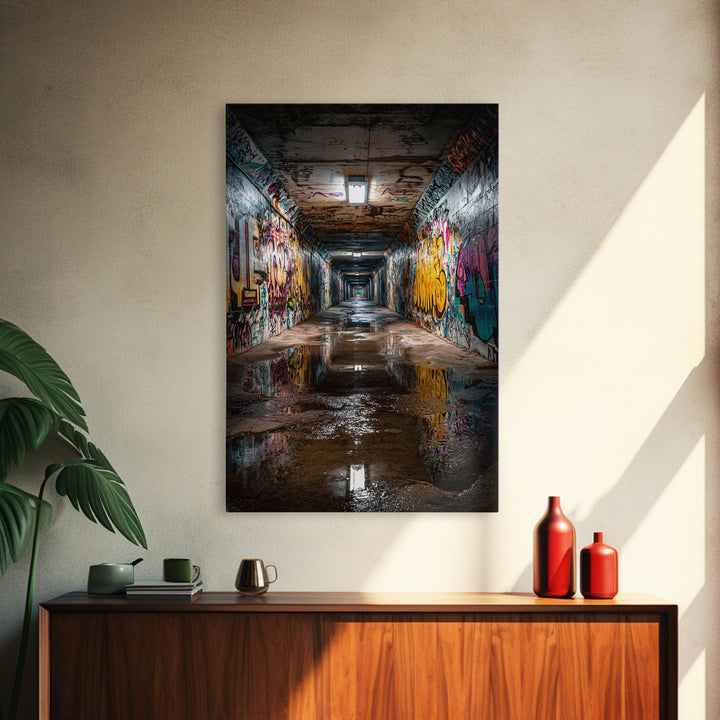 Urban Graffiti Tunnel Photography Wall Art Print Contemporary Art Modern Home Decor For Office And Loft