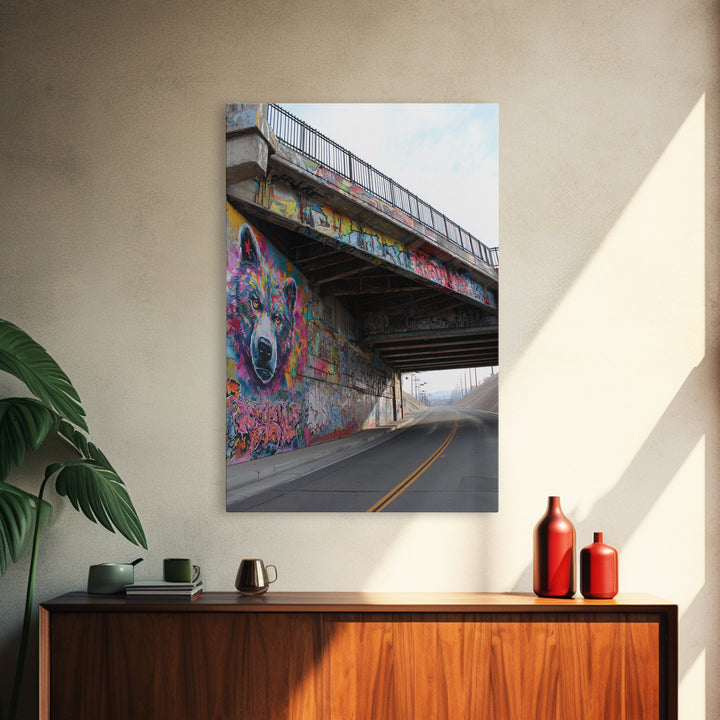 Vibrant Colorful Graffiti Bear Mural Street Art Wall Art Print Brightening Urban Spaces With Bold Modern Wall Decor
