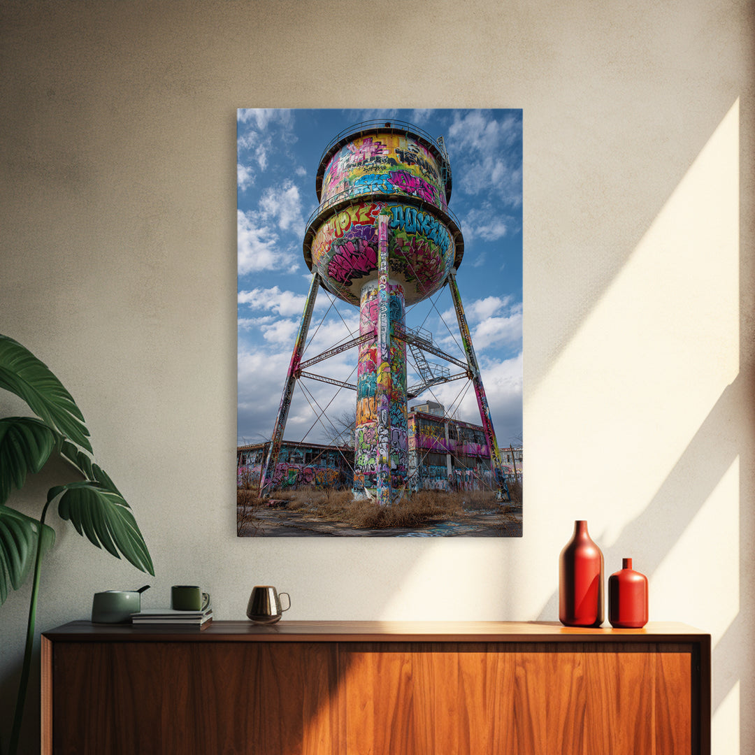 Vibrant Urban Graffiti Subway With Tiger Mural Photography Canvas Print Wall Art For Modern Home Or Urban Space Decor