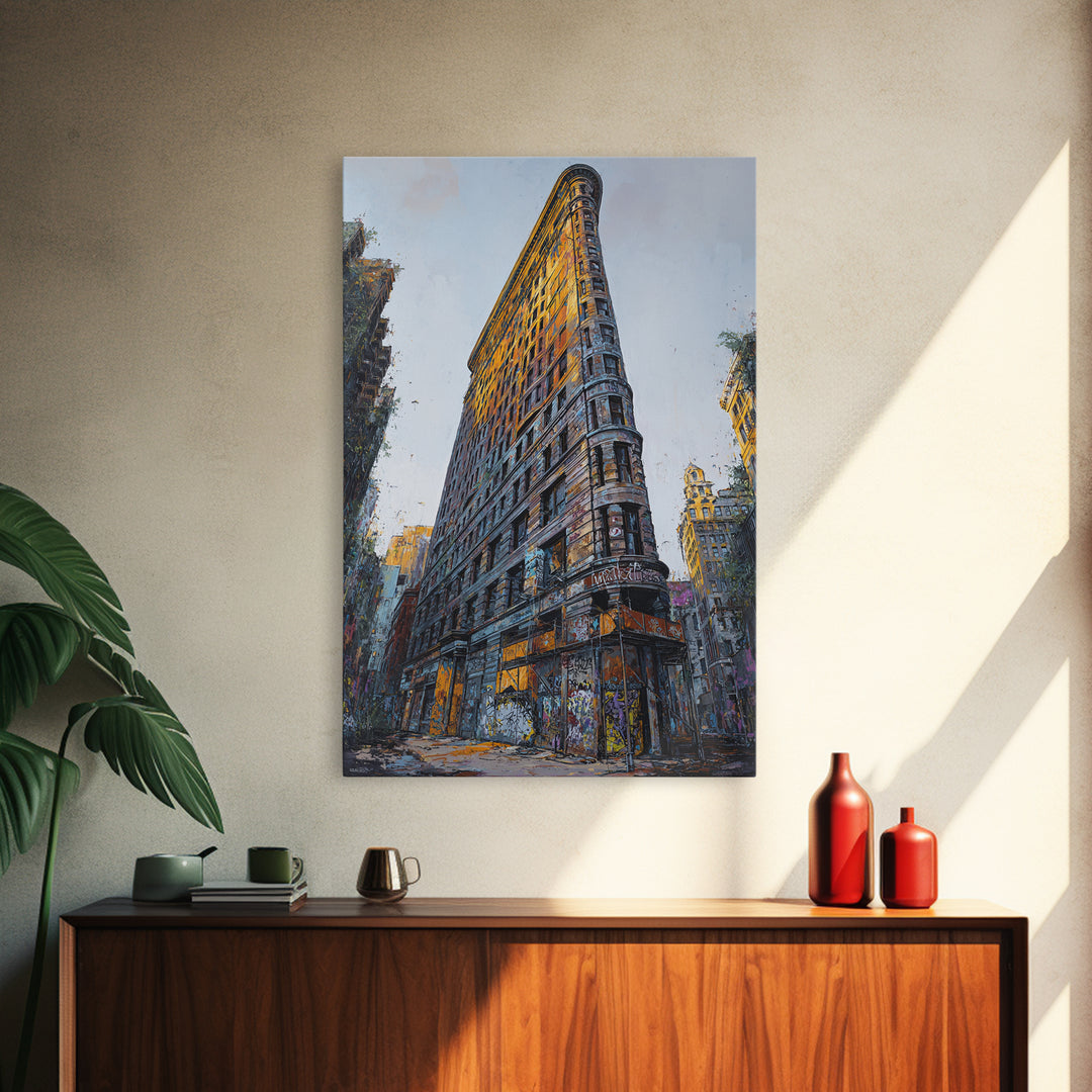 Urban Art Graffiti Building Wall Art Print Modern Cityscape Decor Framed Canvas Print