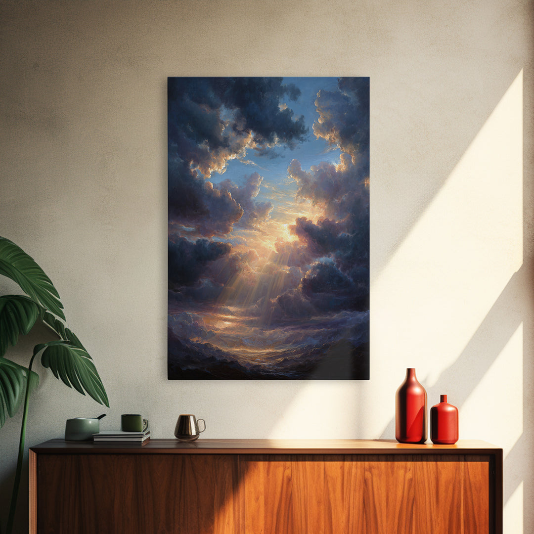 Stunning Sunset Sky With Dramatic Clouds Wall Art Framed Canvas Print For Home Decor And Living Room