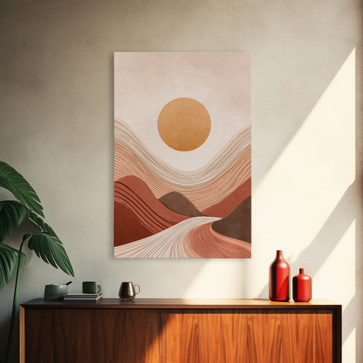 Terracotta Wavy Desert Hills Canvas Print, Abstract Landscape Art, Earth Tone Decor, Modern Wall Art For Living Room, Boho Home Decor