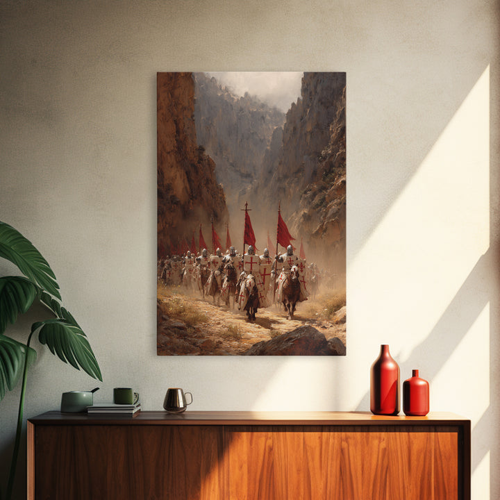 Medieval Knights March Through Canyon Original Painting Large Wall Art Canvas Print
