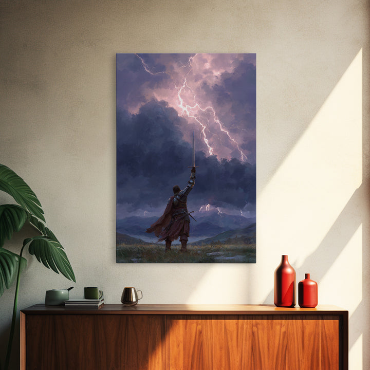 Contemplative Jesus Sitting With Lions In Cave Religious Wall Art Print | Spiritual Wall Decor Framed Canvas Print For Home