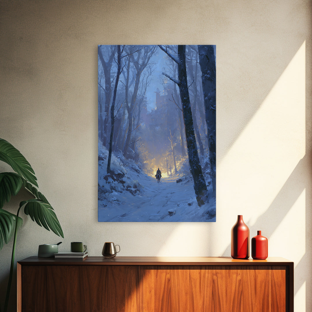 Warm Night Market Painting With Lanterns Digital Art Canvas Print For Cozy Boho Wall Decor And Atmospheric Interior Design
