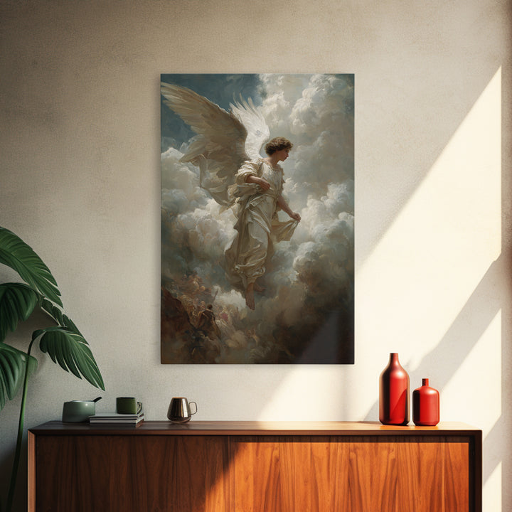 Angel In Clouds Renaissance Style Oil Painting Wall Art Framed Canvas Print Spiritual Religious Fine Art For Home Decor