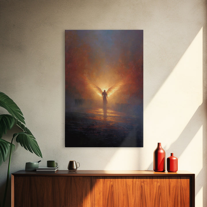 Angelic Figure With Wings Spiritual Wall Art Peaceful Inspirational Painting Framed Canvas Print