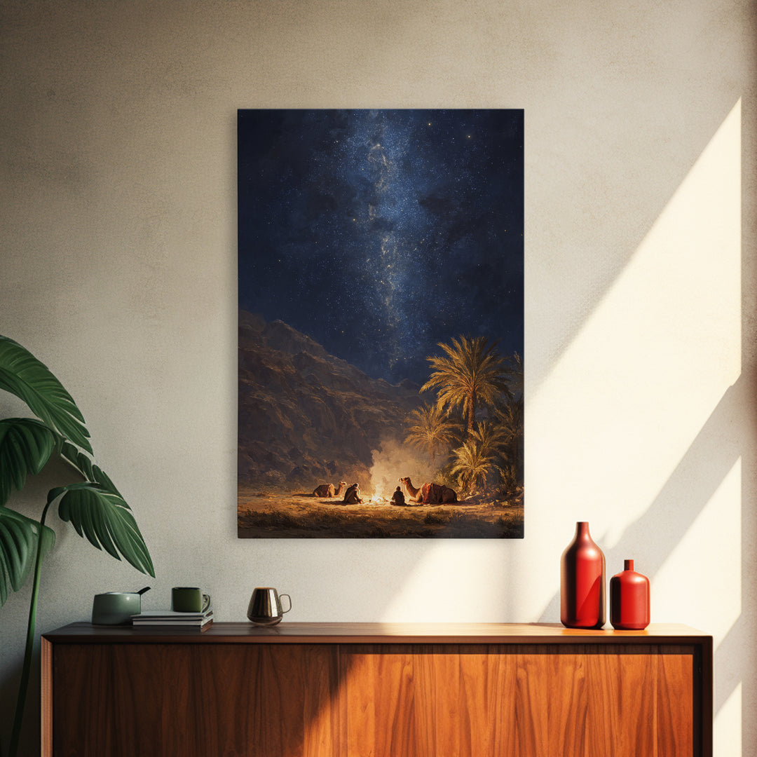 Ethereal Figure With Staff Summoning Spirits Of The Dead Surreal Skeleton Scene Framed Canvas Print Dark Fantasy Wall Art
