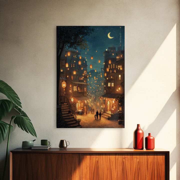 Urban Cityscape Under Manhattan Bridge With Reflections In Rainy Street - Canvas Print For Moody Wall Art And Street Photography Decor