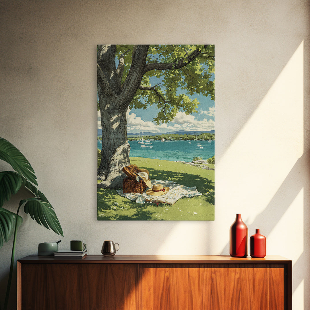 Lion Mural On Blue Tiled Underground Wall Art Canvas Print Wildlife Painting For Unique Home Decor