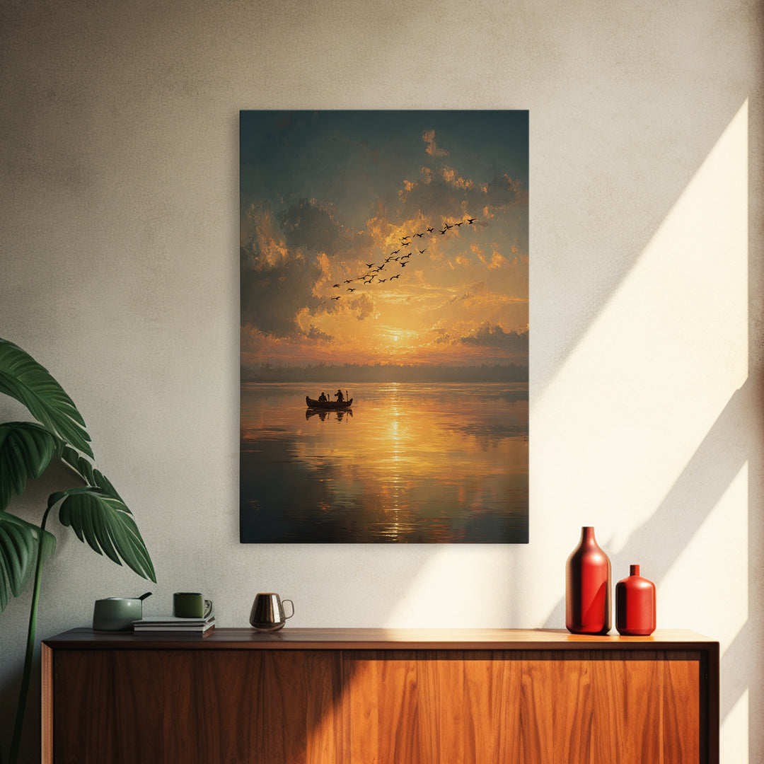 Radiant Sunbeam Breaking Through Clouds With Figure Standing Epic Inspirational Wall Art Canvas Print For Office