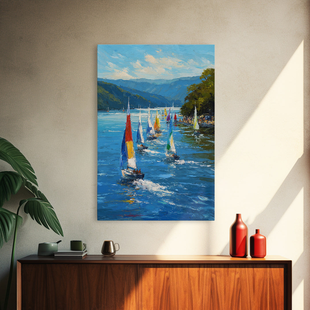 Tranquil Green Garden Landscape Oil Painting With Wooden Footbridge Wall Art Canvas Print For Rustic Home Decor