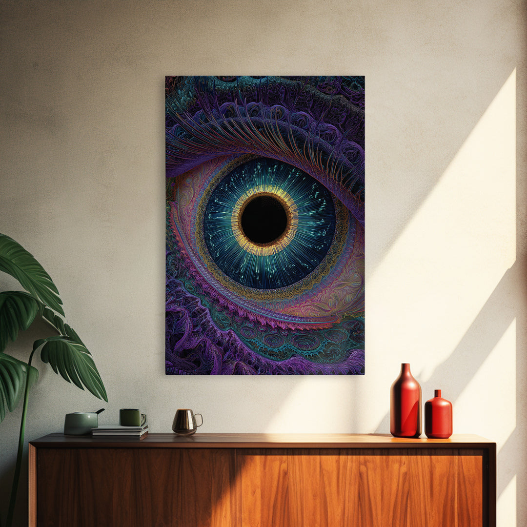 Mystical Cosmic Eye Wall Art, Psychedelic Iris Painting, Surreal Vision Canvas, Celestial Decor, Statement Artwork Gift Idea