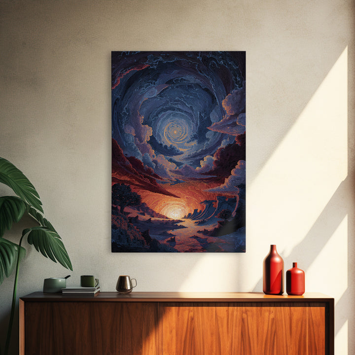 Cosmic Spiral Sunset Wall Art, Surreal Celestial Landscape, Fantasy Space Poster, Mystical Home Decor, Dreamy Room Decor