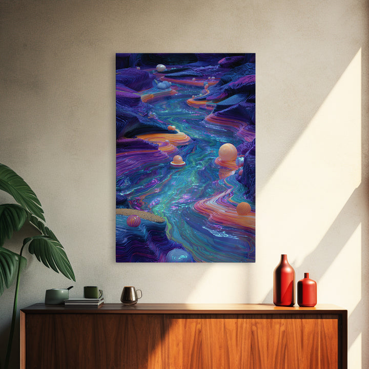 Serene Japanese Stone Lantern In Mossy Garden Painting Wall Art Canvas Print For Tranquil Home Decor And Bedroom