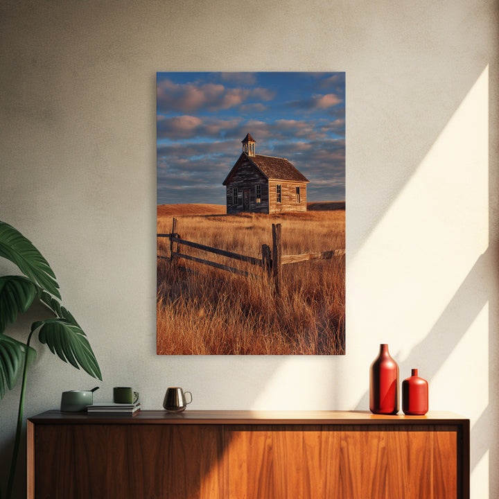 Sunlit Lake With Boat And Forested Hills Vibrant Landscape Painting Wall Art Canvas Print For Nature Lovers Home Decor