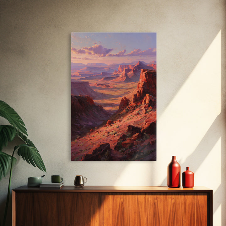 Grand Canyon Red Rock Landscape Painting Framed Canvas Print For Southwestern Wall Art And Rustic Home Decor
